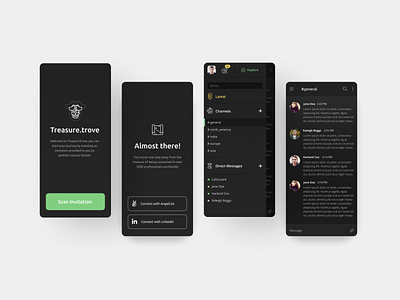 Professional Networking App Concept concept dark mode design figma minimal mobile mobile app pirates