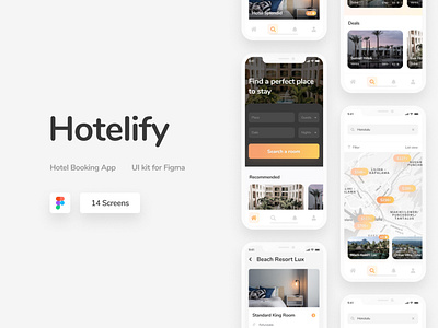 Hotelify - Free iOS mobile kit for Figma
