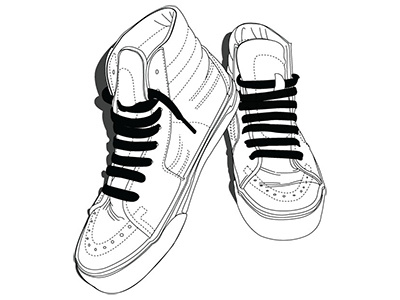 Hi Tops black and white illustration lines shoes sneakers vans vector