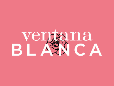 Ventana Blanca floral gotham logo pink spanish type white window