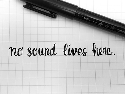 no sound lives here. calligraphy ink lettering pen script type typography