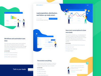 Contactsmarter Landing Page app branding campaign clean email features gradient homepage illustration landing page lead marketing ui ui ux ux web website