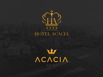 Hotel Acacia Logo accomoddation classic classy gold hotel logo minimal modern premium retro