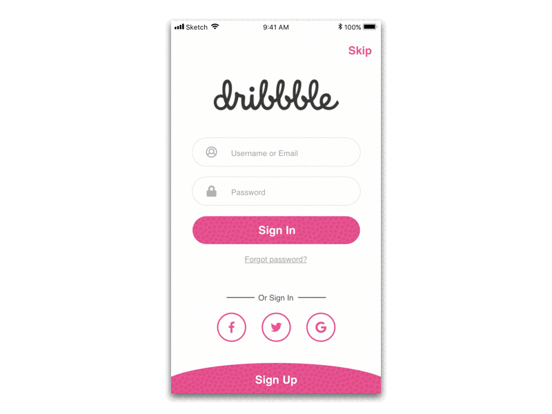 Dribble Login animation debut design interaction ios mobile app principle redesign sketch ui ui challenge ux
