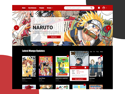 Home Page - Card Hover Status design manga online reading experience sketch ui ui challenge ux web