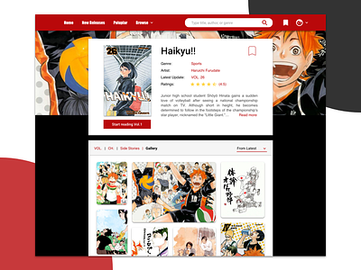 Individual Manga Page - Gallery design grids manga online reading experience sketch ui ui challenge ux web