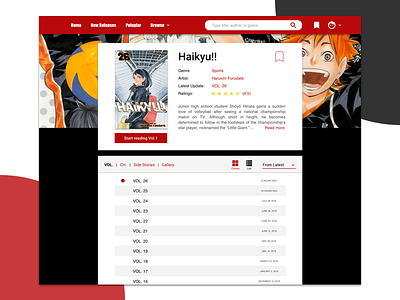 Individual Manga Page - List View design list manga online reading experience sketch ui ui challenge ux web