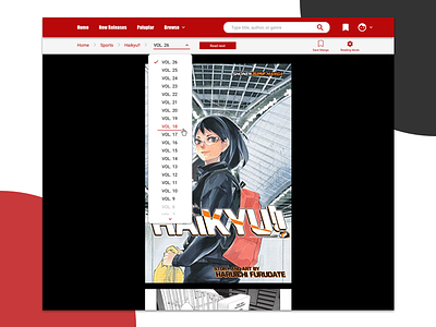 Manga Reading Page - Dropdown Chapter Menu design dropdown menu manga online reading experience sketch ui ui challenge ux web