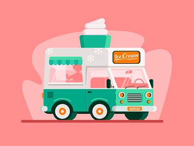 Ice cream car illustrations