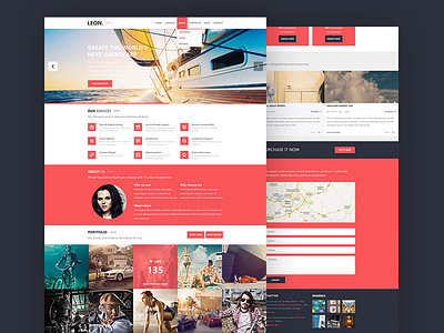 Leon | One page WordPress Theme flat minimal one page theme wordpress