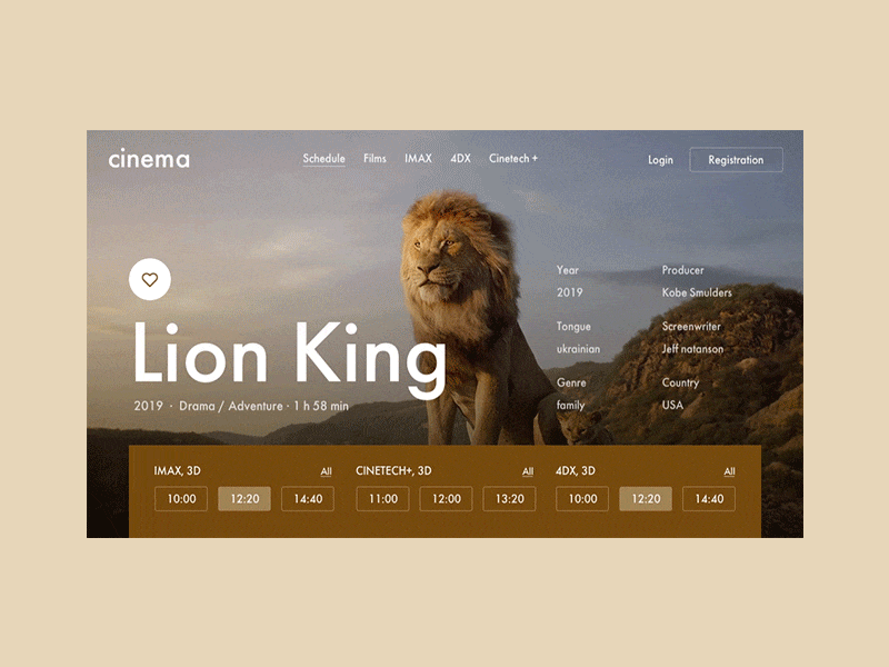 The Lion King / Cinema animation concept flat layout principle sketch ui ux web webdesign