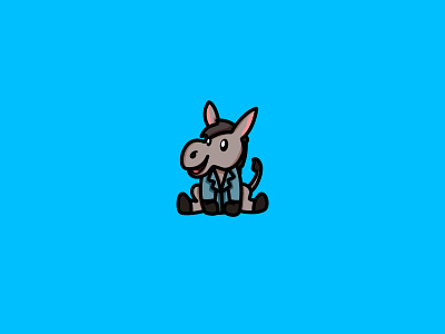 Donkey in suit cartoon cute graphic design illustration logo