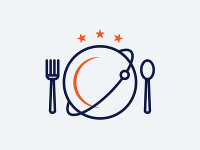 Cosmos Bistro branding design fork logo meteor orbit planet plate space spoon star vector vintage