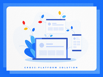 Cross-platform solution flower graphic illustration platform schema vector