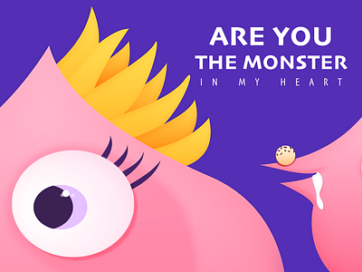 THE MONSTER animal cute illustration monster pink