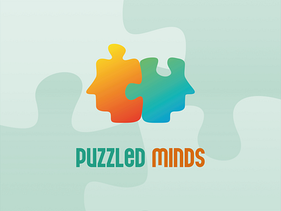 Puzzled Minds branding faces heads logo logo design puzzle