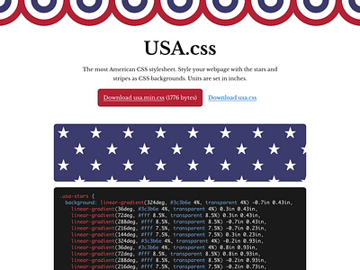 USA.css (1776 bytes) america blue css css3 html5 minimal red usa web design white