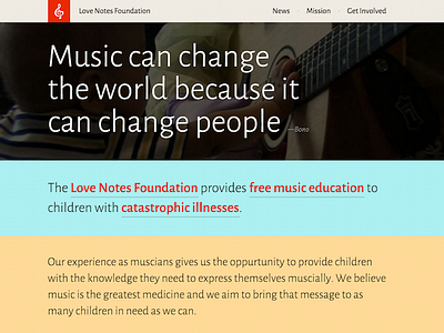 Love Notes Foundation (Large screen) charity flat music typography