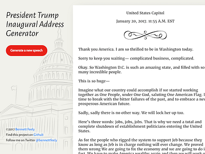 Trump Inaugural Address Generator president speech trump usa website