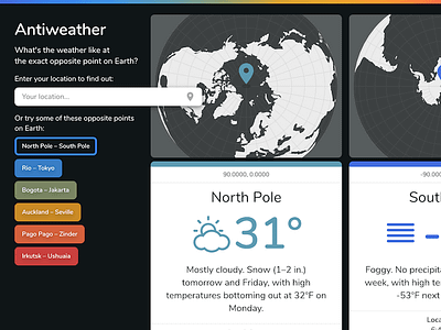 Antiweather css dark globe html location map search ui weather website