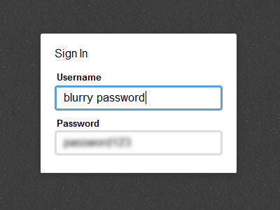 CSS3 Blurry Password Input blur login password