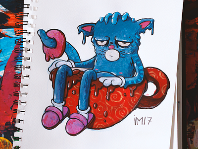 Cat in a Cup art cat coffee cup illustration sketch