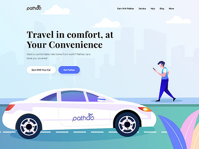 Pathao - Landing Page Concept car sharing illustration design landing page desgin landing page illustration noms edit pathao ride sharing ride sharing website