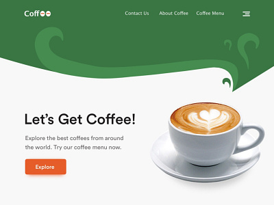 Coffee coffee hero shot website concept website design