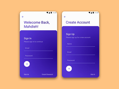 Sign In Sign Up android app app design login material design register sign in sign up