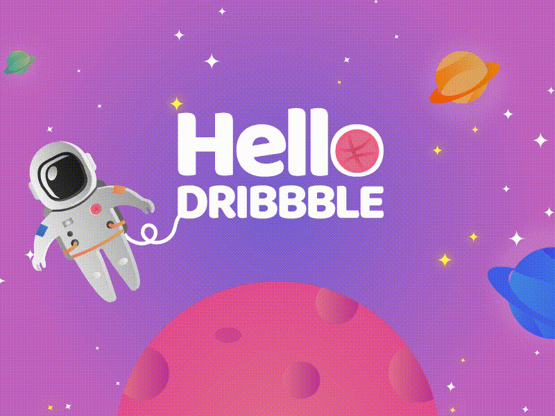 Helloo Dribbble!! debut dribbble first shot illustration invite space
