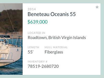 Boat Listing Card card lato muted colors ui