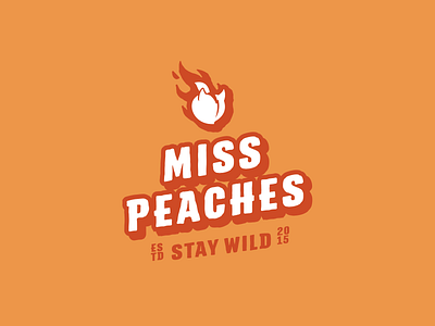 Miss Peaches Logorelaunch brand brand design brand identity fire flame flames logo logodesign logodesigner logos mission misspeaches peach peaches staywild