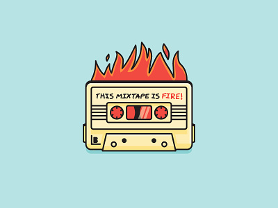 THIS MIXTAPE IS FIRE! blackformat cassette color fire illustration mixtape music newschool oldschool shadow