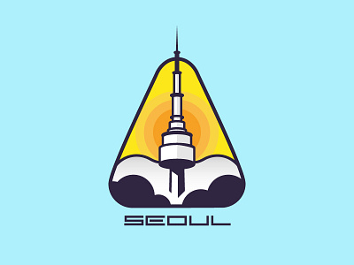Seoul - Namsam Tower badge illustration namsan seoul tower