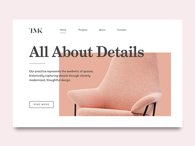 Chair UI Card card chair dailyui hero landing page layout pink tmk typography ui web