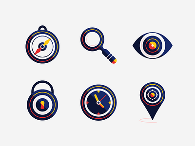 Icon Exploration app compass geometric icon illustration layer modern mokriya pin search icon security