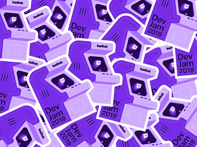 Twitch DevJam Stickers arcade developer game hackathon icon illustration jam purple record player sticker stickermule twitch