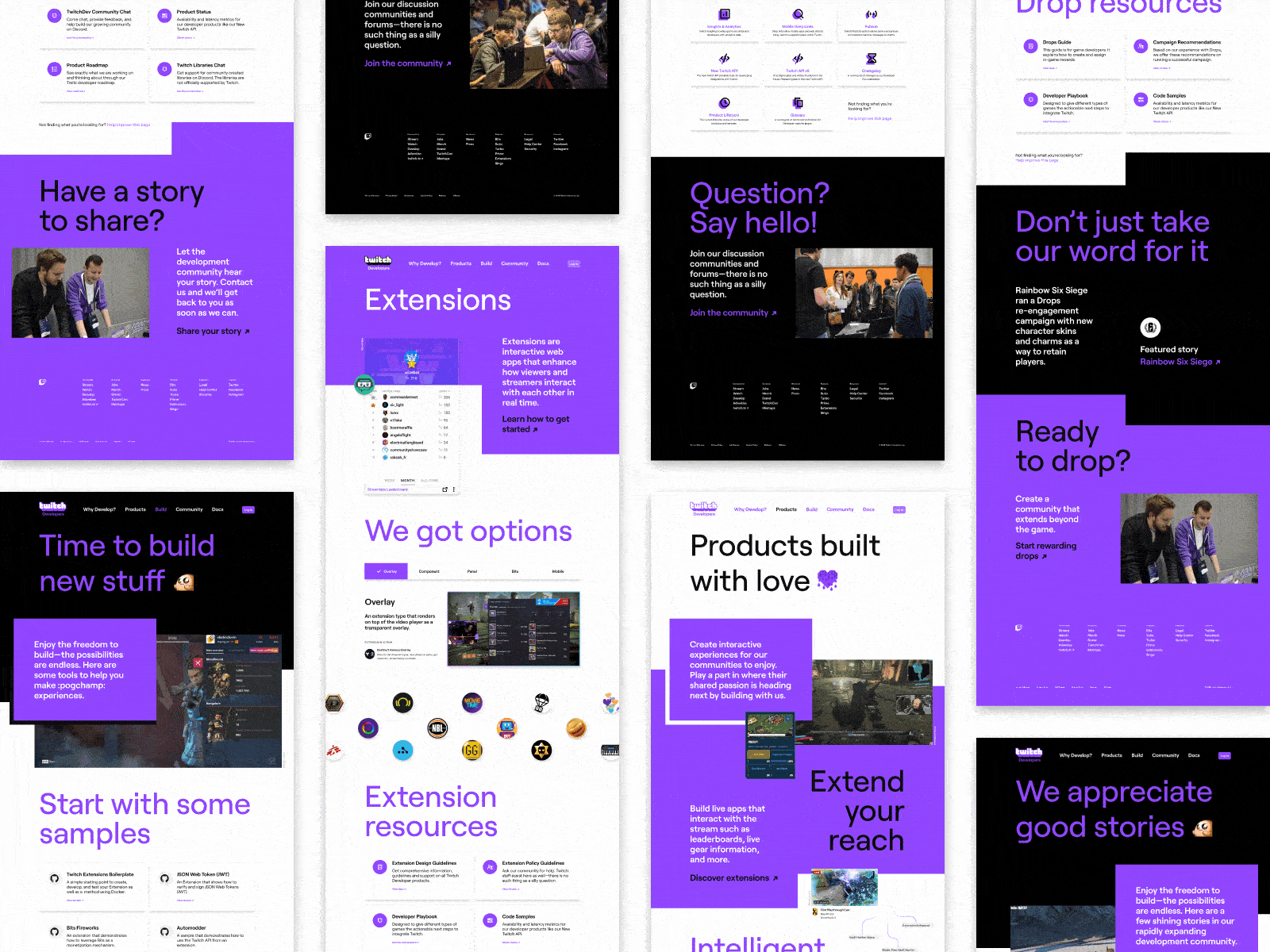 Twitch Developer Site Concept Exploration branding design developer landing page layout product twitch typography ui web website