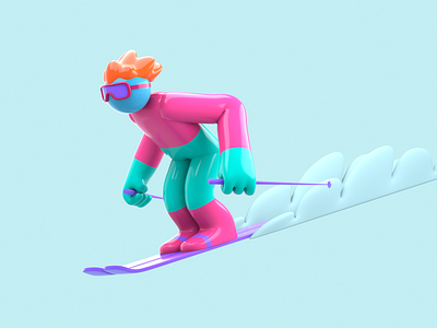 Skiing 3d art 3d illustration art artist artwork character character design characters colour creative daily design designer drawing graphic design illustration mountains skiing snow winter