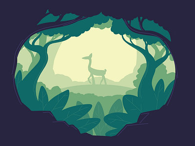 the forest deer forest illustration jungle