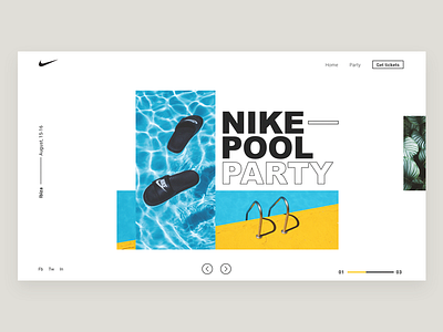Nike Pool Party Ui design minimalistic nike page party pool ui ux web webdesign