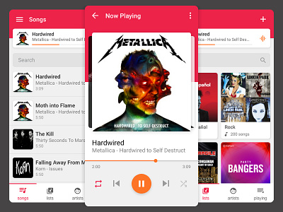 Music Player android app ios material design mobile music player