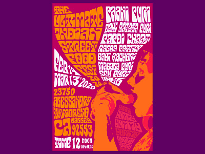 60s Psychedelic Poster - Street Food Festival 60s chaat design style event experimentation food graphic design invite poster posteraday streetfood typography