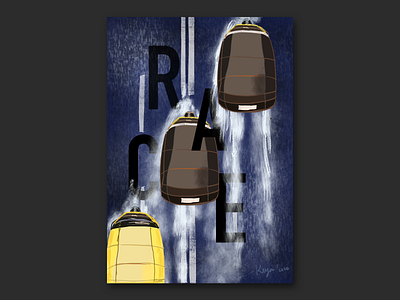 Rikshaws race in rain art artwork design graphic design ipadpro procreate race rain rikshaws road texture wet road