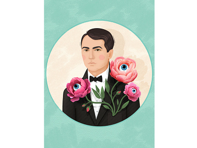 Ukrainian poet Volodymyr Sosyura flowers illustration portrait writer
