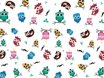 wirusówka. drcichobieg illustration owl owls pattern wirusowka