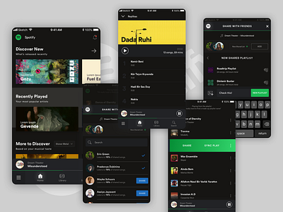 Spotify Remake | Collaborative Playlist app design mobile share sketch spotify sync play ui ux