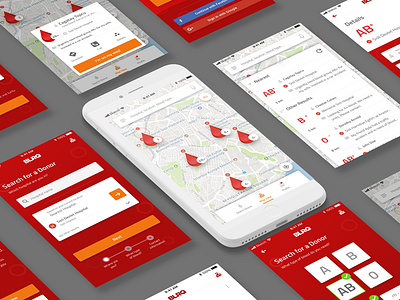 Blood Donation App | BLRQ android app blood design donation ios map mobile sketch ui ux