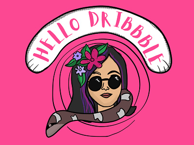 Hello Dribbble design flower girl hello dribbble illustration snake vector