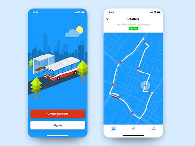 Daily UI #009 app bus bus route concept dailyui illustration ios iphone isometric map mobile